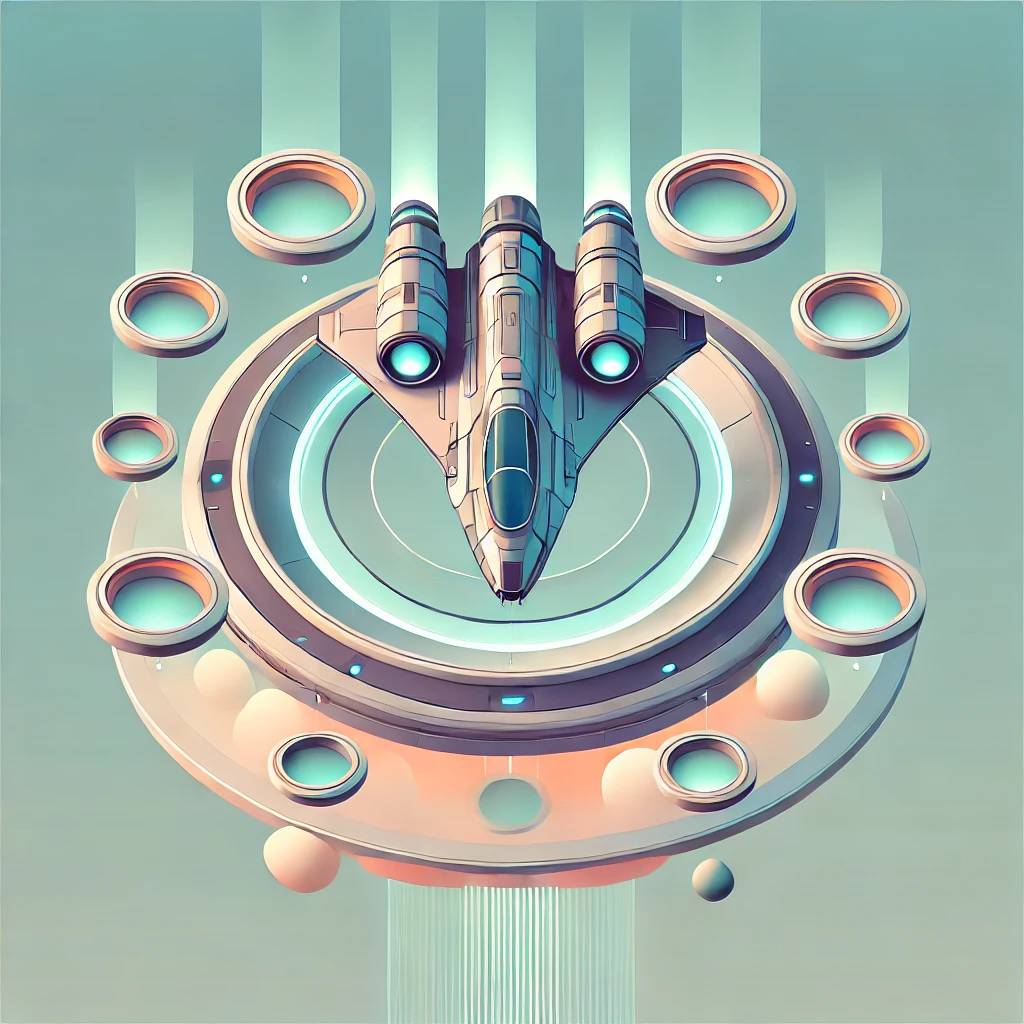 Illustration of a spaceship representing the increased power after Ethereum upgrades.